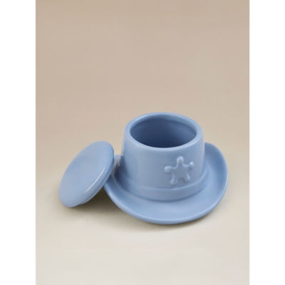Blue cowboy hat lidded pot 12x12x7 cm (British brand)