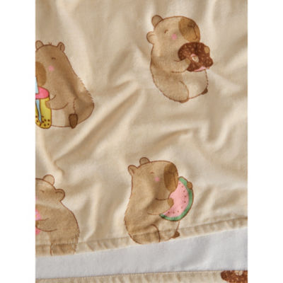 Capybara printed cotton bath towel (British brand)