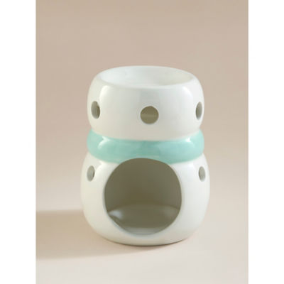 Blue earthenware snowman burner 13 cm tall - British product