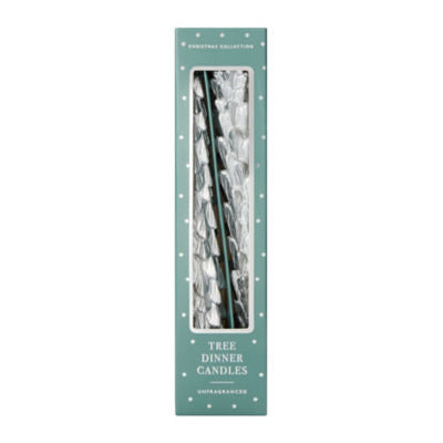 ASDA Frosted Pine & Eucalyptus Tree Taper Candles 2pk- Buy online at McGrocer