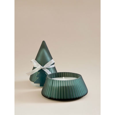 Candle Frosted Pine & Eucalyptus tree-shaped glass - British product
