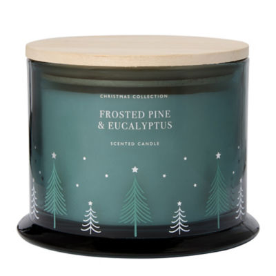 Frosted Pine & Eucalyptus glass decal candle 240g (British brand)