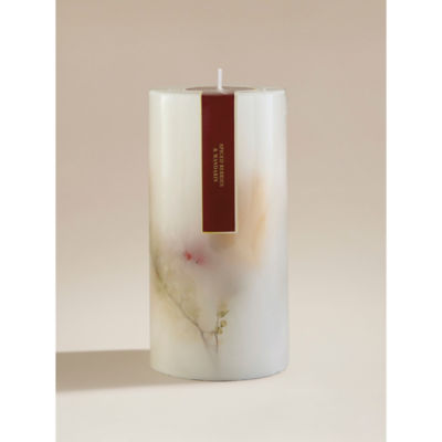 Spiced Berries & Mandarin botanical pillar candle red, UK version