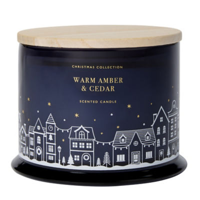 Warm Amber & Cedar glass decal candle 240g (British brand)