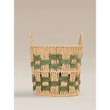 Green woven rattan storage basket 27.5cm, imported from the UK