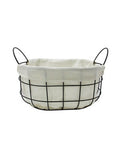 Black wire and canvas storage basket, imported from the UK
