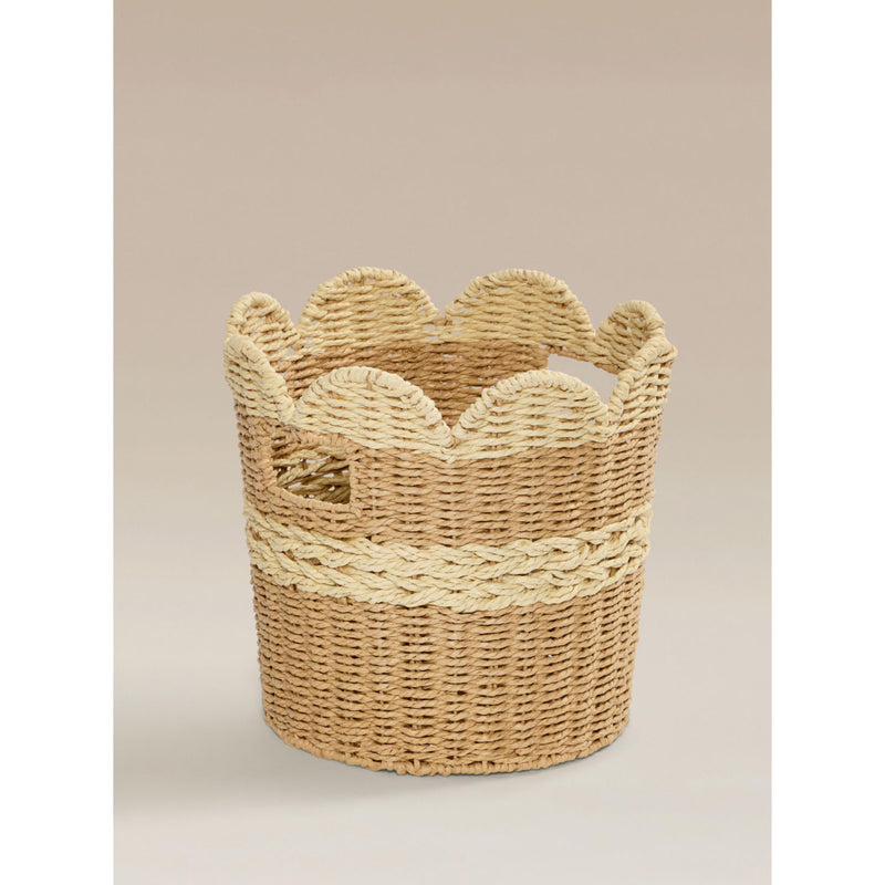 Storage basket natural brown scallop woven 33x33x30cm, imported from the UK
