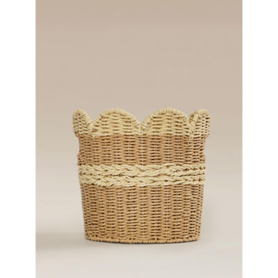 Storage basket natural brown scallop woven 33x33x30cm, imported from the UK