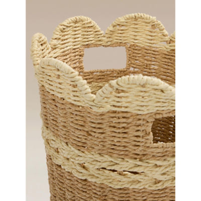 Storage basket natural brown scallop woven 33x33x30cm, imported from the UK
