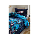 Blue gaming controller reversible duvet set single, imported from the UK