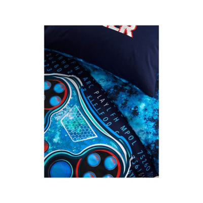 Blue gaming controller reversible duvet set single, imported from the UK