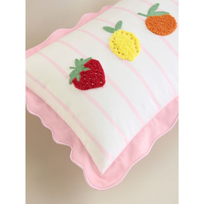 Pink mixed fruit tufted cushion 38x26cm (British brand)