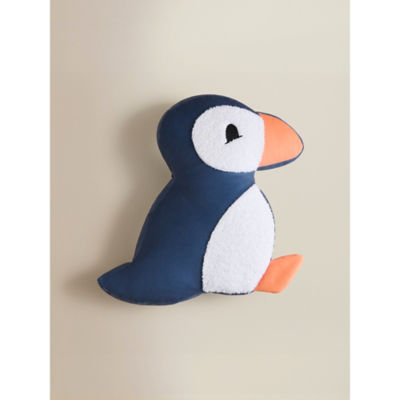Navy puffin-shaped polyester cushion 35x30 cm, UK version