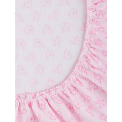 Disney Bambi cotton jersey cot bed fitted sheets set of 2 pink and white (British brand)