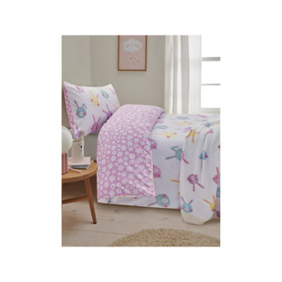 ASDA Pink & White Bunnies Reversible Cotton Duvet Set Toddler- Buy online at McGrocer