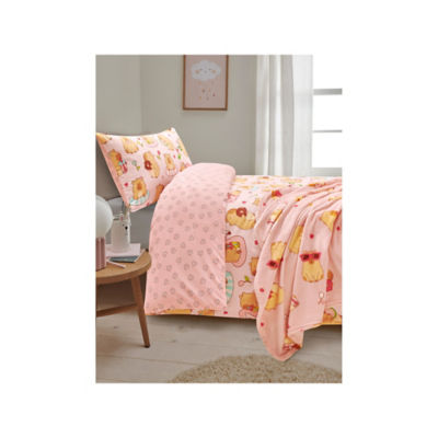 Pink Capybara reversible duvet set single - British product