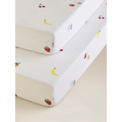 ASDA Mixed Fruit Cotton Jersey Cot Bed Fitted Sheets - Set of 2- Buy online at McGrocer