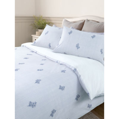 ASDA Stacey Solomon Embroidered Bouquet Stripe Cotton Duvet Set Super King- Buy online at McGrocer