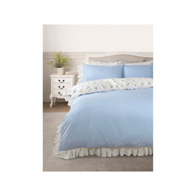 Stacey Solomon white lemon frill trim cotton duvet set single, UK version