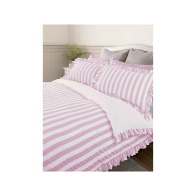 Stacey Solomon seersucker stripe cotton duvet set single, UK version