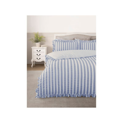Stacey Solomon seersucker stripe cotton duvet set (British brand)