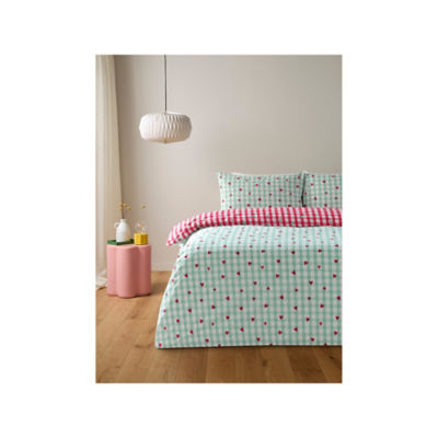 ASDA Gingham Hearts Reversible Duvet Set Single- Buy online at McGrocer