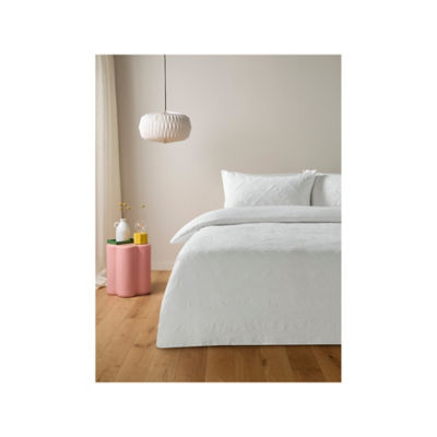 White embroidered hearts and bows microfibre duvet set king (British brand)