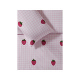 Gingham tufted strawberries duvet set double, UK version