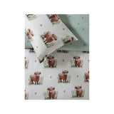 Highland Cow Meadow reversible duvet set king size, imported from the UK