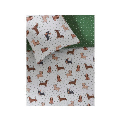 Dotty Dachshunds reversible microfibre duvet set king size - British product