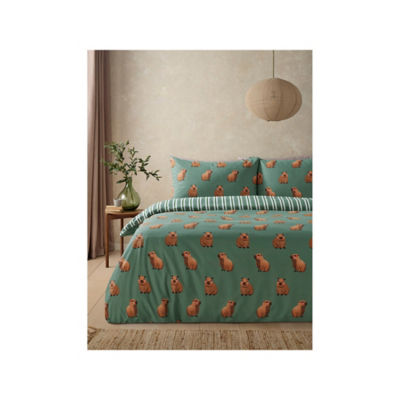 Cute capybara reversible duvet set single - British product