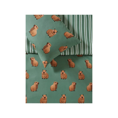 Cute capybara reversible duvet set single - British product
