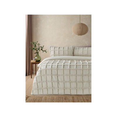 Double microfibre duvet set with tufted grid design - British product