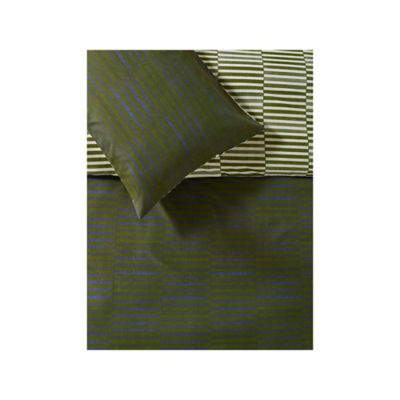 Textured broken stripe reversible microfibre duvet set double - British product