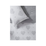 White and grey ditsy heart reversible duvet set king (British brand)
