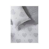 White and grey ditsy heart reversible duvet set king (British brand)