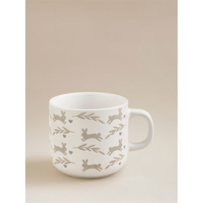 White Bunny Wax Resist Mug stoneware 12.6 cm, imported from the UK