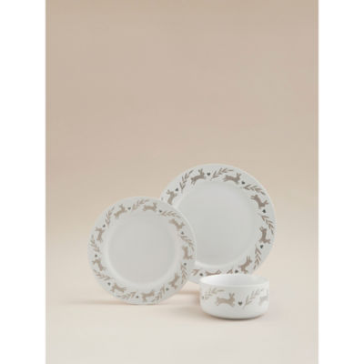 White Bunny dinner set 12 piece stoneware, UK version