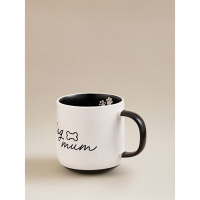 Dog Mum Mug in black and white stoneware - British product