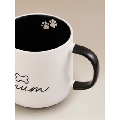 Dog Mum Mug in black and white stoneware - British product