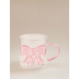 Pink and white bow glass mug, UK version