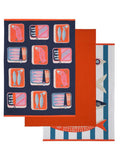 Sardine tea towel set 100% cotton 65x45cm (British brand)