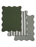Green scalloped tea towel set 65x45cm - British product
