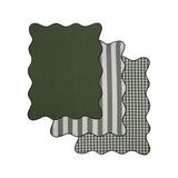 Green scalloped tea towel set 65x45cm - British product