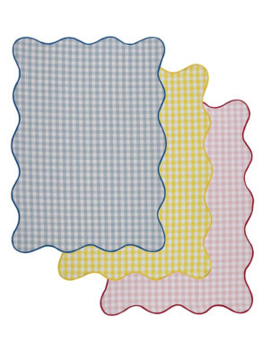 Tea towel set check scalloped 65x45cm (British brand)