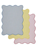 Tea towel set check scalloped 65x45cm (British brand)