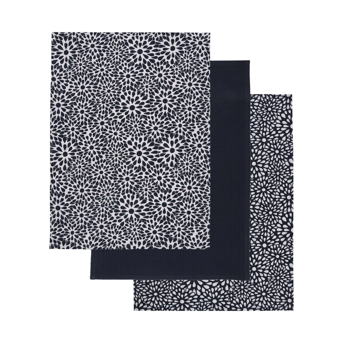 Blue floral tea towel set 65x45 cm - British product