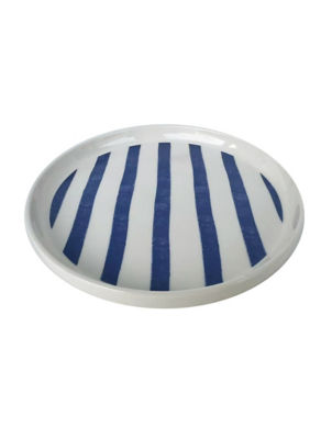 Painted stripe stoneware side plate 20.3cm, imported from the UK