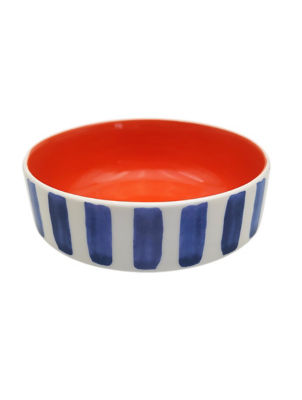 Cereal bowl with painted stripe design, stoneware, imported from the UK