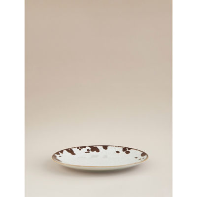 White cow print stoneware dinner set 12 piece, imported from the UK